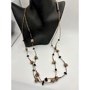 Native American Sterling Silver 925 Beaded Bear Fetish Necklace MultiStrand